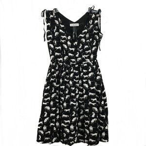 Frock Shop Cat Print Black White Dress